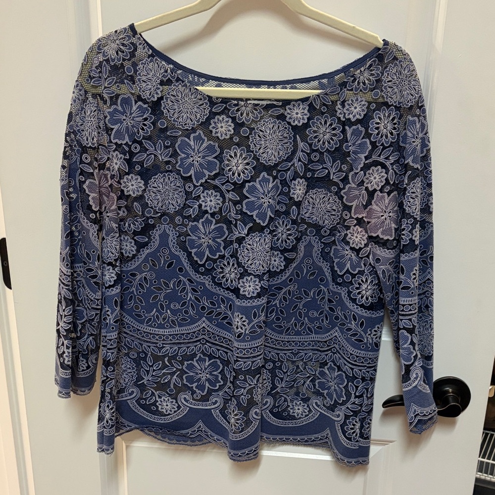 Anthropologie Floral Blue Women's Top